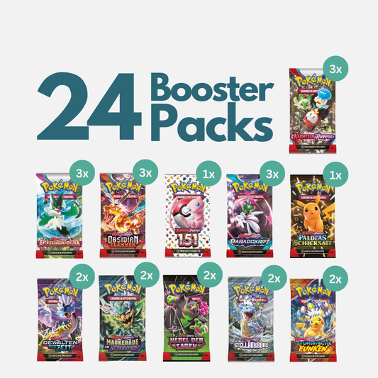 Pokémon Adventskalender 2024 - 24 Booster Packs - Karmesin & Purpur (Deutsch) *VORBESTELLUNG*